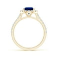 thumbnail image 2 of ANGARA Lab Grown 2 Ct Sapphire Halo Ring with Lab Diamond Accents for Women in 14K Yellow Gold (Size-9x7mm) | September Birthstone, Anniversary, Jewelry Gift for Women | Lab-Grown Blue Sapphire Ring, 2 of 8