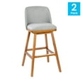 thumbnail image 5 of BizChair Set of 2 Transitional 30 Inch Faux Linen Upholstered Barstools with Silver Nailhead Trim and Walnut Finish Solid Wood Frames, Charcoal, 5 of 13
