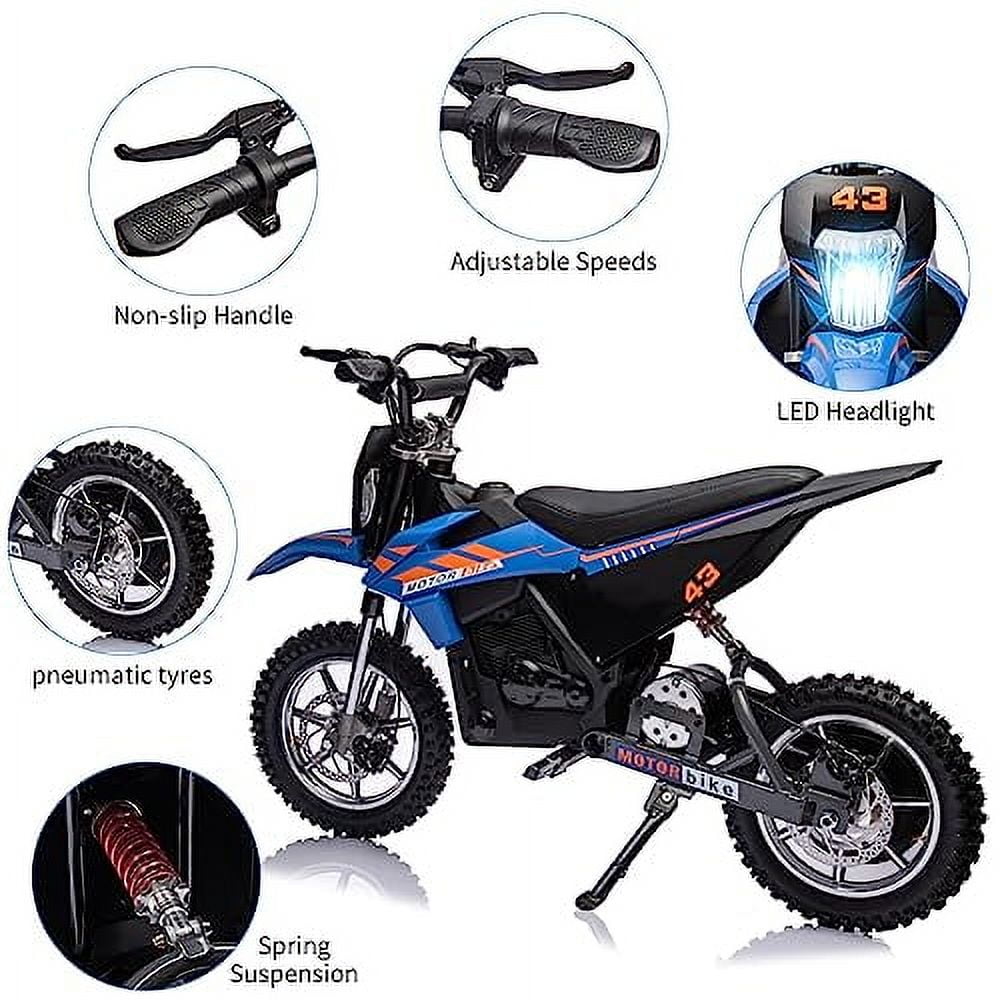 Faitaliicy Electric Dirt Bike Electric Motocross Off-Road Bike for Age 14+,36V Ride on Motorcycle 350W Brushless Motor Fast Speed 15.5MPH with LED Headlight, Leather Seat,Front+Back Brake for Teens
