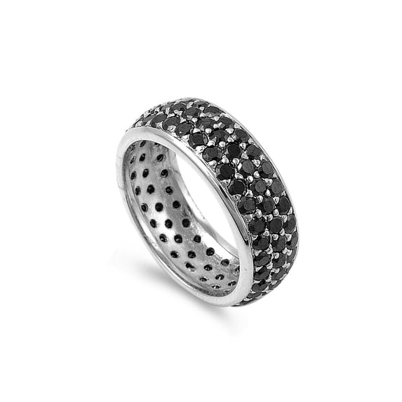 All Pave Everything Black Cubic Zirconia Ring Sterling Silver 925