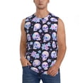 thumbnail image 2 of Fotbe Men's crystal flower Skull Print Men's Sleeveless Muscle Tank Tops Casual T-Shirts for Gym Workout Beach-Large, 2 of 8
