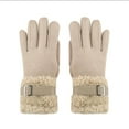 thumbnail image 2 of Moocorvic Khaki Winter Gloves with Velvet Lining, Ladies Ski Snow Gloves for Cold Weather Outdoor Running Cycling Driving, 2 of 4