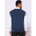 thumbnail image 3 of DARING DIVA Men's Solid Color V-Neck Sleeveless Cable Knitted Sweater Vest M Navy Blue, 3 of 7