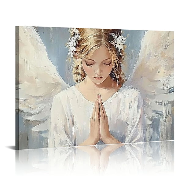 Shadudu Wall Art and Wings Canvas Prints Angels Picture Abstract White Painting Home Decor Frame 36x24in