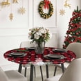 thumbnail image 6 of Round Fitted Tablecloths with Elastic Edge Snowman Xmas Ball Pine Tree Bird Waterproof Table Cover for Kitchen Dining Party Decor,55" - 60", 6 of 9