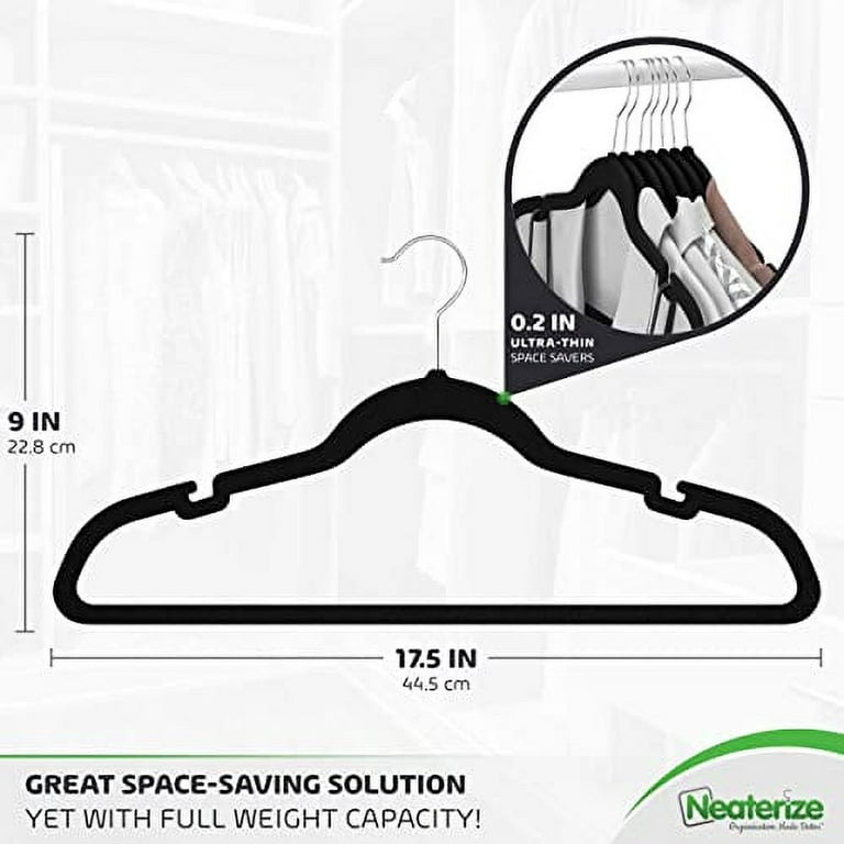NEATERIZE Velvet Hangers 100 Pack White - Heavy Duty Velvet Clothes Hangers - Non Slip Felt Coat and Suit Hangers for Closet - Lightweight