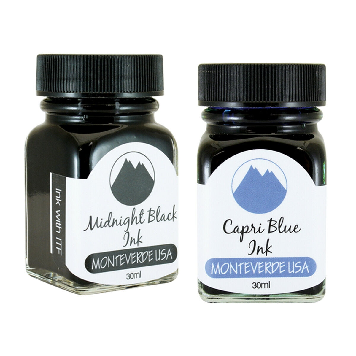 Monteverde 60ml Core Fountain Pen Ink Bottle (30ml Midnight Black Ink Bottle G309MB, 30ml Capri Blue Ink Bottle G309CB)