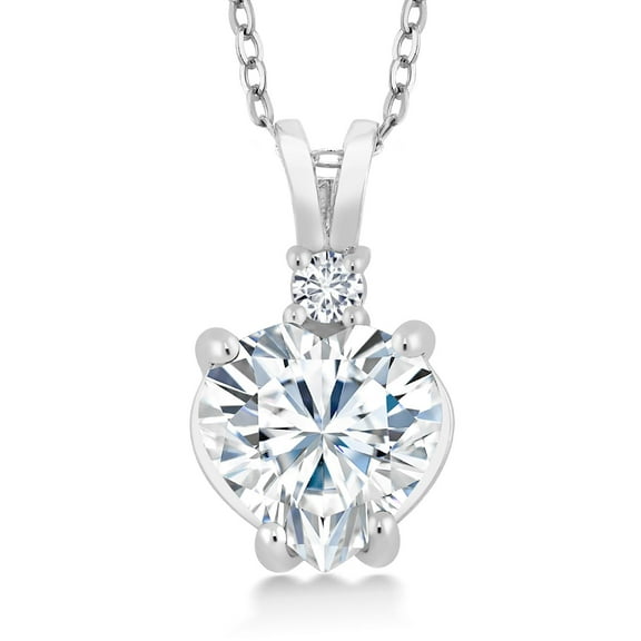 Gem Stone King 14K White Gold IGI Certified Lab Grown Diamond Heart Pendant Necklace for Women | Heart Shape 2 Ct | E-F Color | VS1-VS2 Clarity | with 18 inch Chain