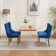 thumbnail image 4 of CQSXDA Velvet Double Dining Loveseat Bench, 2-Seat Tufted Design with Gold-Plated Steel Legs for Modern Spaces, Blue, 4 of 14