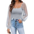 thumbnail image 6 of Women Blouses Silk Long Sleeve Shirt Thin Shirts for Womens Plain Long Sleeve Shirt Pretty Scrub Tops Women Ladies Tops Casual Casual Blouses for Summer Womens Satin Silk Grey M, 6 of 9