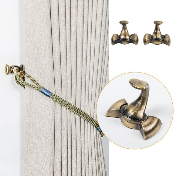 Suncoda Curtain Hooks, Curtain Tie Backs,2 PCS Alloy Curtain Holdbacks Back Hooks Wall Mounted Coat Hanger Set
