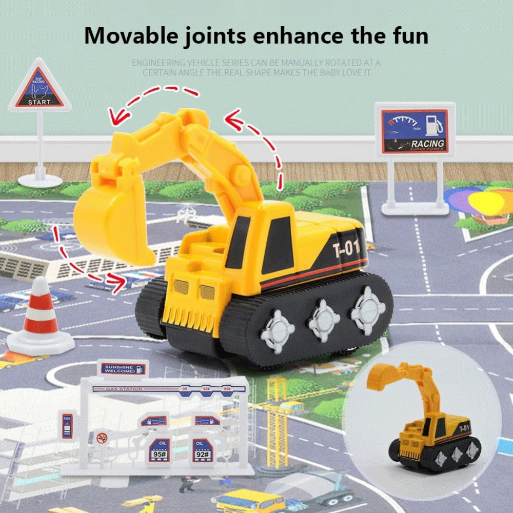 Car Rug Kids Car Mat Play Rug City Life, Car Play Mat with 12 Cars, Large Track Mat Travel Toy Portable Anti-Slip Educational Road Carpet for Floor Play Room Game Safe Area