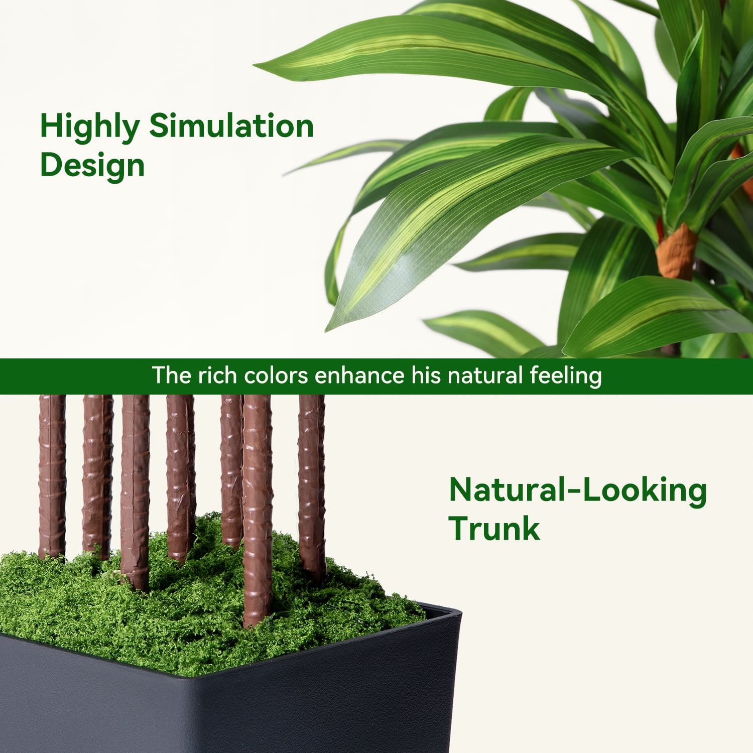 NOVAROOT Artificial Dracaena Tree 5FT, Faux Tree with Black Tall Planter, Fake Tropical Floor Plant, Artificial Silk Tree for Home Office Living Room Decor Indoor