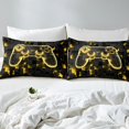 thumbnail image 3 of Gaming Bedding Set Twin Gamer Room Decor Duvet Cover 2 Pcs, Gamepad Controller Comforter Cover Yellow Geometry Honeycomb Print Bedspread Cover Modern Abstract Plaid Bedding, 3 of 5