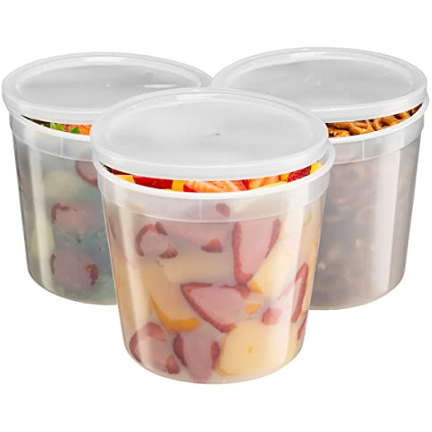 20 Sets] 86 Oz. Plastic Food Storage Deli Containers With Lids, Ice Cream  Bucket & Soup Pail 
