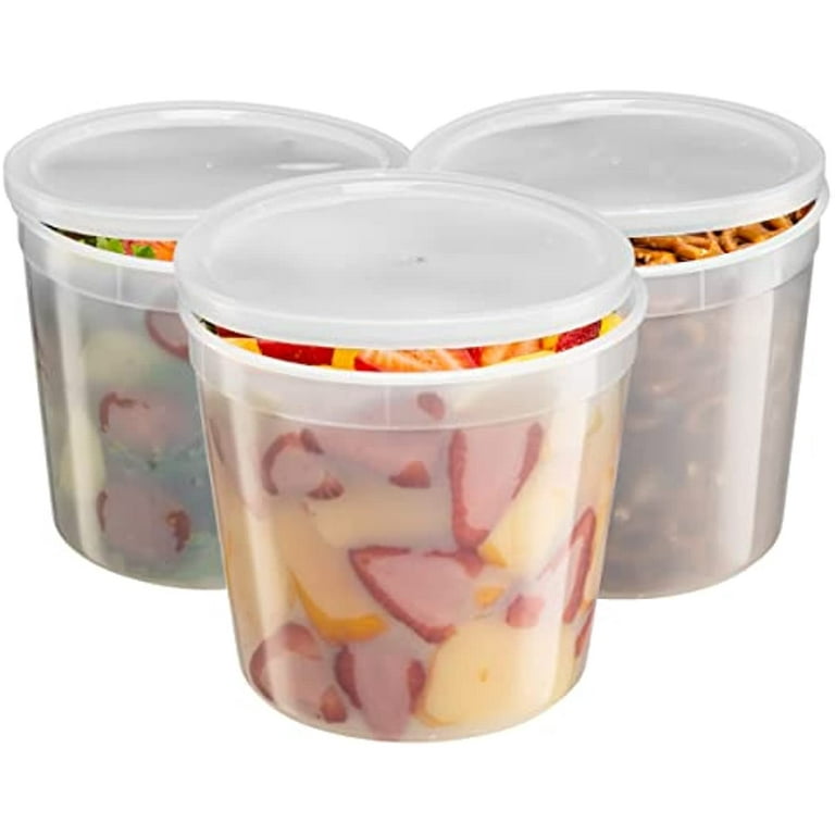 Deli Containers with Lids [32 oz. 40 Pack] Disposable Clear Lunch  Containers Leakproof | Plastic Round Food Storage Containers | Freezer  Containers