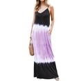 thumbnail image 1 of Robe Maxi à Bretelles Sans Manches à Col en V Dégradé Colorblock pour Femmes, 1 of 5