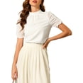 thumbnail image 1 of INSPIRE CHIC Blouse en Chiffon à Pois Suisses pour Femmes Manches Courtes Bouffantes TP Blanc, 1 of 6
