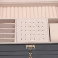 thumbnail image 6 of Miumaeov 3 Tier Watch Box Case Jewelry Organizer Watch Holder Display Case with Drawer PU Watch Storage Box with Pillow for Storing Watches and Glasses 9 * 6.7 * 5.3inch, 6 of 12