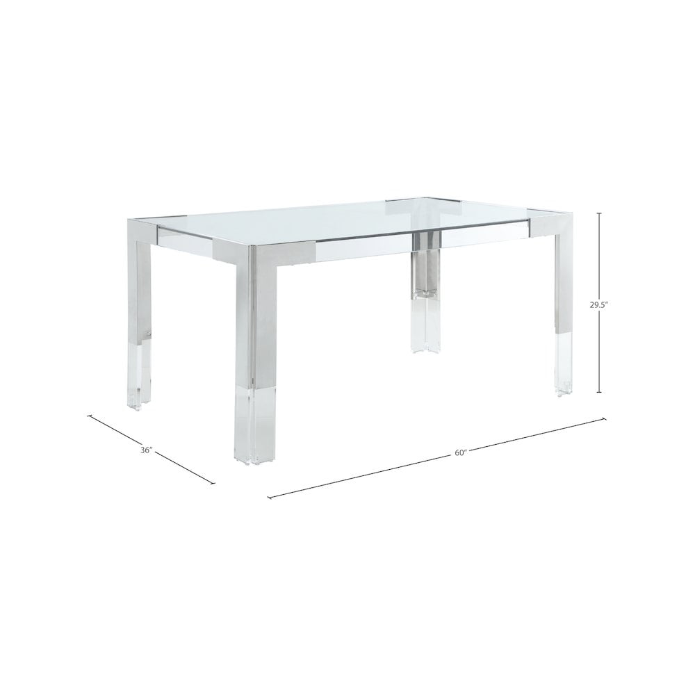 Meridian Furniture Casper Chrome Stainless Steel and Acrylic Dining Table