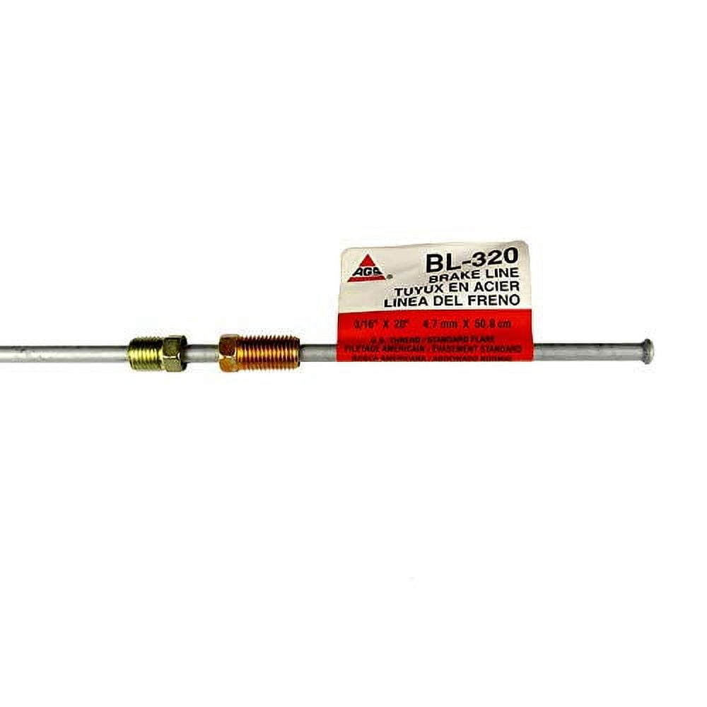 AGS BL-320 Brake Line Steel 3/16" Dia 20" Length For Domestic Vehicles Single