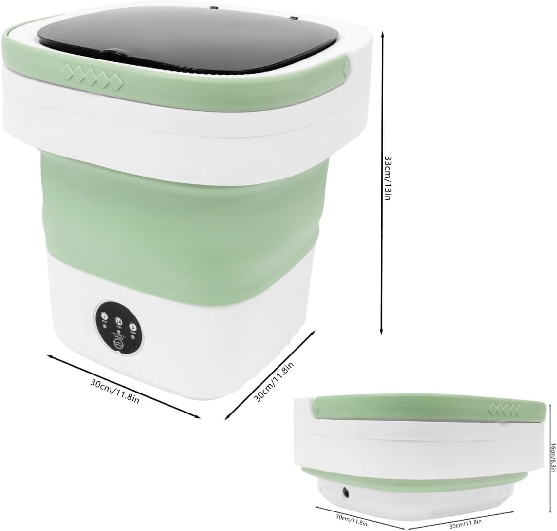 Miumaeov 12L Portable Washing Machine Foldable, Mini Washing Machine with Spin Basket, Travel Washing Machine 3 Modes, Underwear Washing Machine for Apartment Dorm RV, (Green)