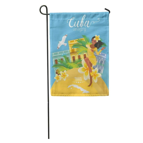 POGLIP Vintage Welcome to Cuba Travel Cuban Culture in Havana 50S Garden Flag Decorative Flag House Banner 12x18 inch