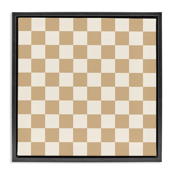 Stupell Industries Modern Neutral Checkered Pattern Black Floating Frame Canvas Art, 25 x 25, by Carrie Cantwell