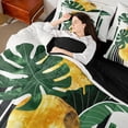 thumbnail image 4 of Feelyou Tropic Palm Botanical Bedding Comforter Set 7-Piece, Geometric Abstract Stripe King Bedding Sets, Teen Kid Adult Reversible Bed Sheets, Microfiber Bedroom Decor, 4 of 7