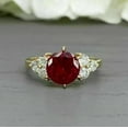 thumbnail image 3 of 2Ct Round Cut Simulated Red Ruby 925 Silver Wedding Ring In 14k Yellow Gold Plated, 3 of 4