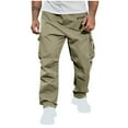 thumbnail image 4 of Stamzod Baggy Mens Sweatpants with Pockets Fashion Solid Color Summer Elastic Waist Cargo Pants Casual Loose Plus Size Workout Pants for Men Green S, 4 of 7