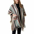 thumbnail image 2 of QQAMB Women's Shawl Vintage Plaid Knitted Tassel Poncho Wrap Shawl Cardigan Fashion Loose Warm Winter Coat Cape Shawl with Pockets, 2 of 8