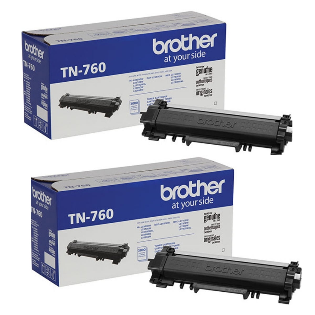 Brother Genuine High-Yield Black Toner Cartridge Twin Pack TN760 2Pk 