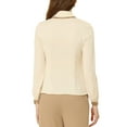 thumbnail image 3 of INSPIRE CHIC Women's Contrast Collar Long Sleeve Office Button Down Shirt XS Beige, 3 of 7