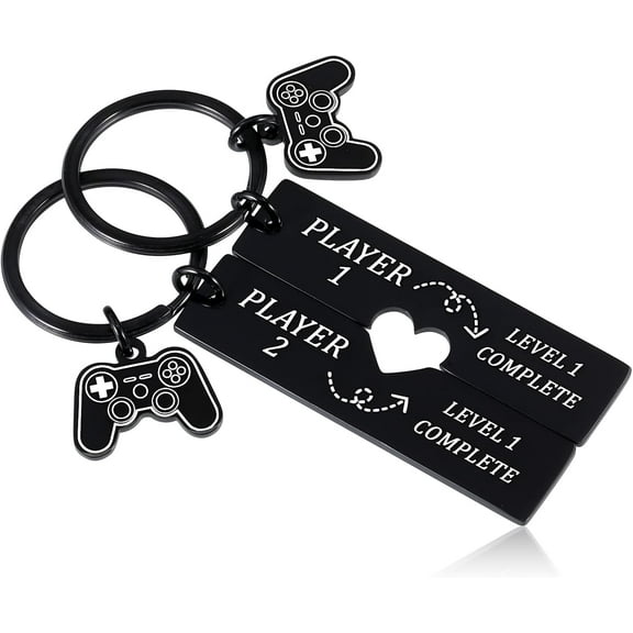 1 Year Anniversary Gifs for Boyfriend Girlfriend Husband Wife Couple Valentines Day Gifts 1st Wedding Anniversary Keychain Gift for Him Her Fiance Fiancee Gamer Level 1 Completed Matching Keychain