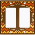 thumbnail image 1 of Metal Light Switch Plate Outlet Cover Brown Orange Chevron Frame Wallpaper WAL041, 1 of 13