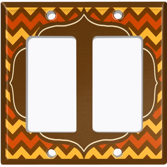 Metal Light Switch Plate Outlet Cover Brown Orange Chevron Frame Wallpaper WAL041