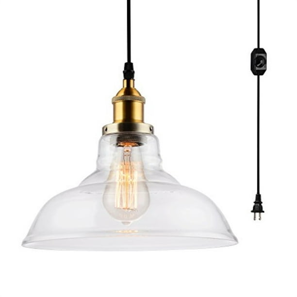 HMVPL Industrial Plug in Edison Pendant Light Rustic Mini Swag Hanging  Lighting Fixture with Clear Glass Shade for Kitchen Island Dining Room  Living Room Bedroom Hallway - Walmart.com