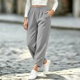 thumbnail image 7 of VBVC Women's Cropped Pleated Capri Pants , Side Button Lounge Trousers For Women , Ladies' High Waisted Pants with Pockets, *Gray , Large, 7 of 7