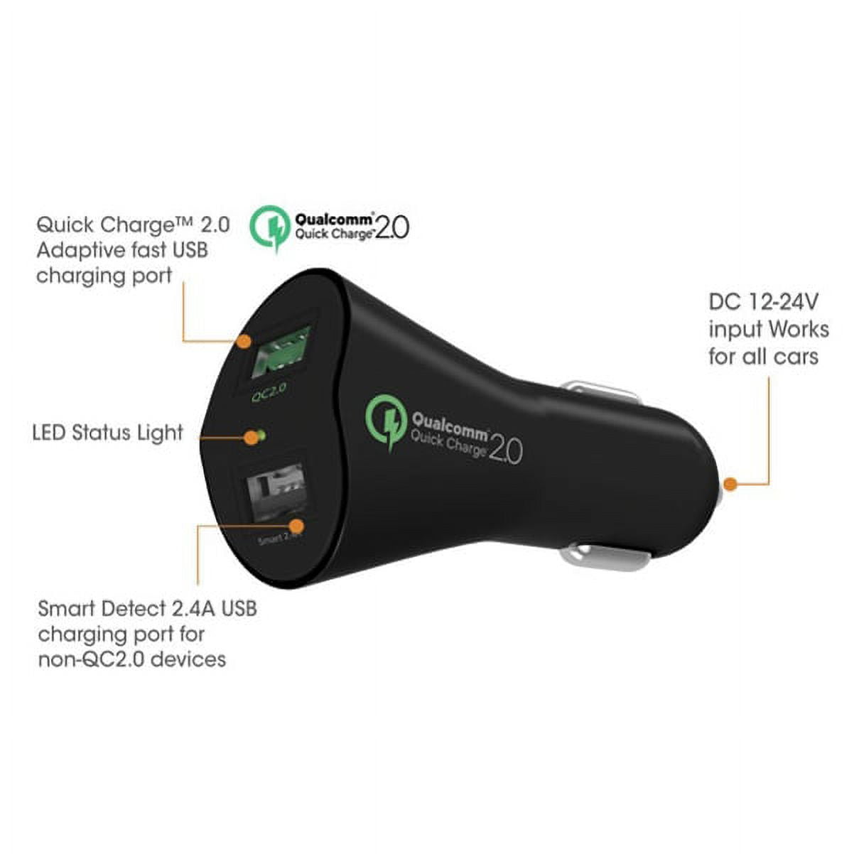 30W Fast Car Charger for Nokia XR21, T21, X100 - 2-Port USB 6ft Cable Type-C Quick Charge DC Socket