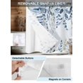 thumbnail image 5 of No Hook Shower Curtain with Snap-in Liner, Navy Blue Eucalyptus Leaves Waterproof Fabric Bathroom Curtains, Retro Country Leaf Botanical Bath Curtains & Mesh Top Window 72"x96" Extra Long, 5 of 9