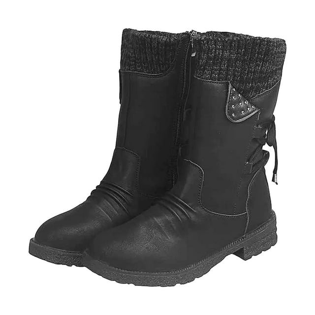 NOKIO Bottes de Neige Isolées Thermiques pour Femmes Waterproof Chaussures de Randonnée d'Hiver avec Traction Antidérapante, Mousse à Mémoire et Doublure en Fausse Fourrure pour Activités de Plein Air Bottes Mi-Mollet