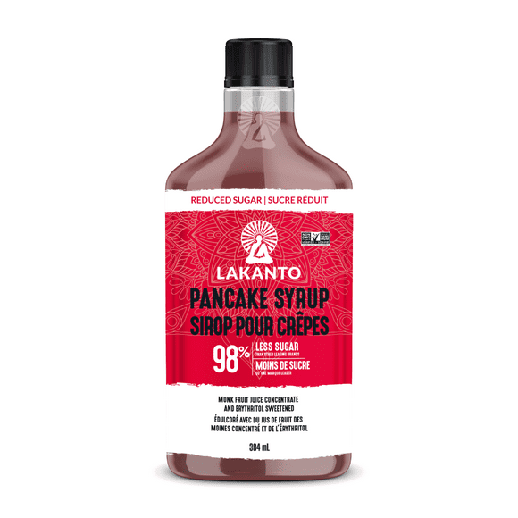 Lakanto Sugar Free Pancake Syrup - Sweetened with Monk Fruit Sweetener and Erythritol, Pancakes, Waffles, Oatmeal, Coffee, Tea, Granola, Frosting, Dressing - Maple Flavored - 13 fl oz 384 ml)