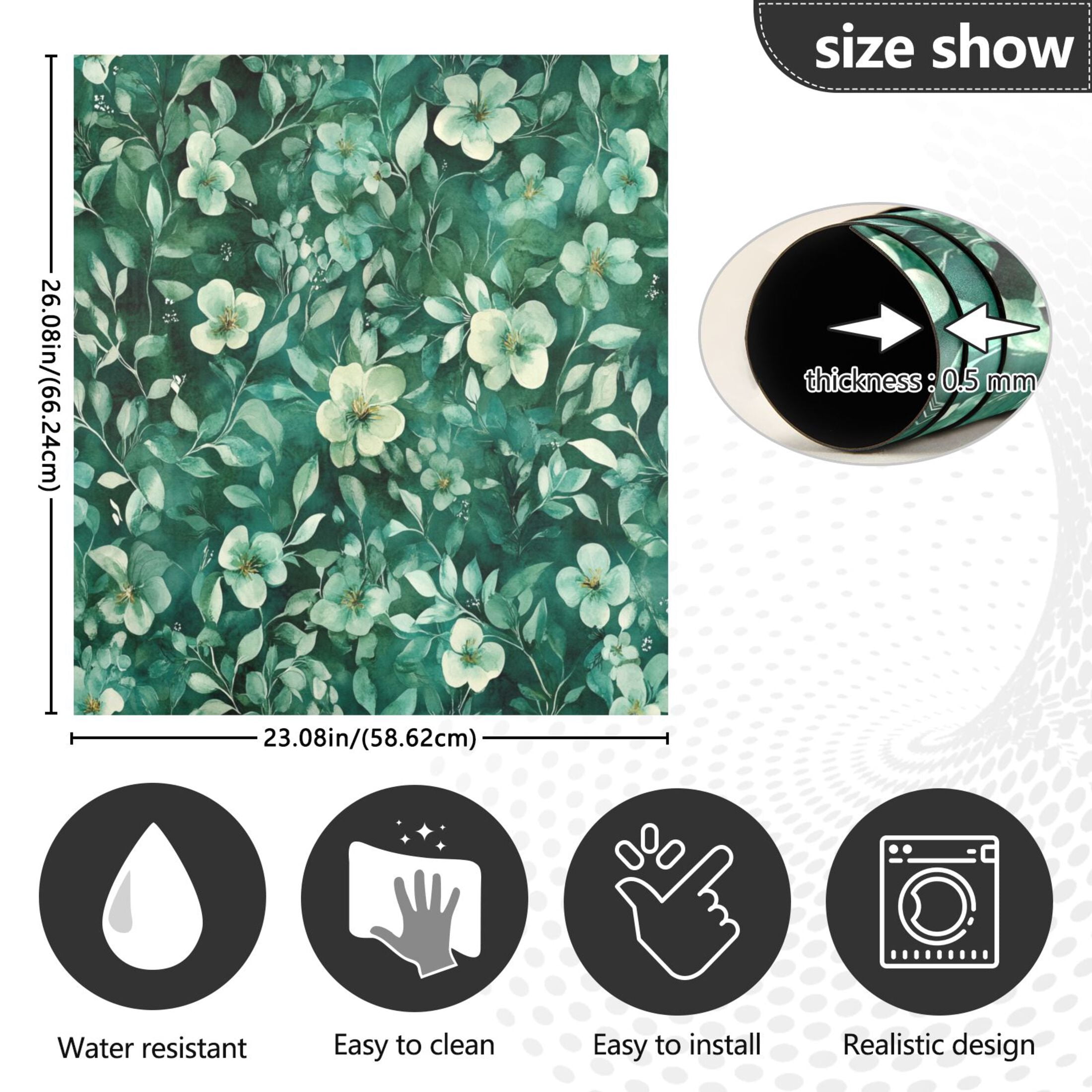 Dishwasher Magnetic Sticker 23x26 Inch Refrigerator Magnetic Sticker Washing Machine Magnetic Sticker Kitchen Panel Magnetic Sticker Home Decor Cartoon Green Flowers Seamless