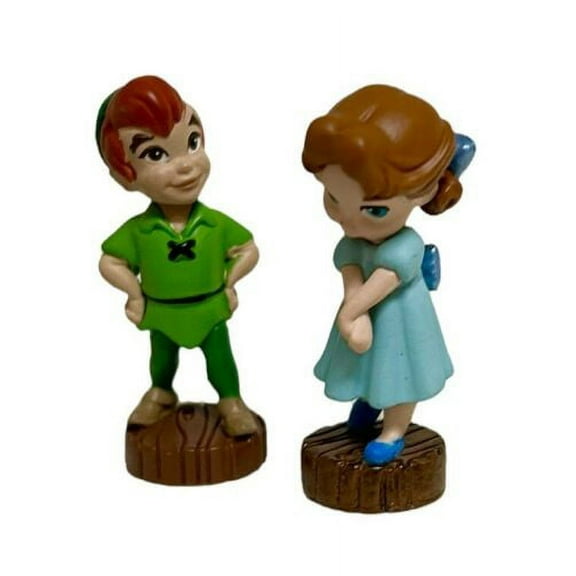 Baby Wendy & Peterpan Peter Pan Mini 1” Cake Topper Figure Figurine Rare Cute New