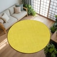 thumbnail image 3 of Yellow 8ft Round Rug, Farmhouse Burlap Solid Yellow Color Modern Linen Texture Non-Skid Rubber Backing Large Area Rugs - Living Room Bedroom Home Office, Indoor Floor Mat Carpets Washable Rug, 3 of 9