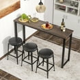thumbnail image 3 of Seizeen Counter Height Bar Table Set, 4-Piece Kitchen Dining Table Set for 3, Bistro Set Breakfast Table and Stools with Leather Cushions Retro Style for Home Apartment Small, 3 of 14