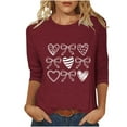thumbnail image 3 of RKSTN Valentines Gift 3/4 Length Sleeve Womens Tops Oversized Crewneck Valentine Day Loves Heart Graphic Print Short Sleeve T Shirt Womens Casual Plus Size Round Neck Three Quarter Sleeve Tee Shirt, 3 of 6