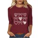 thumbnail image 3 of RKSTN Valentines Gift 3/4 Length Sleeve Womens Tops Oversized Crewneck Valentine Day Loves Heart Graphic Print Short Sleeve T Shirt Womens Casual Plus Size Round Neck Three Quarter Sleeve Tee Shirt, 3 of 6