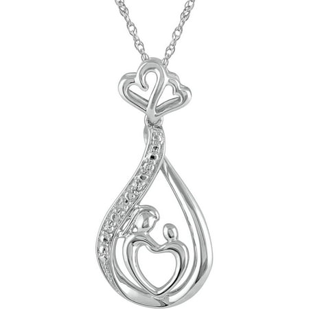 Heart 2 Heart Diamond Accent Sterling Silver Mother And Child Pendant, 18